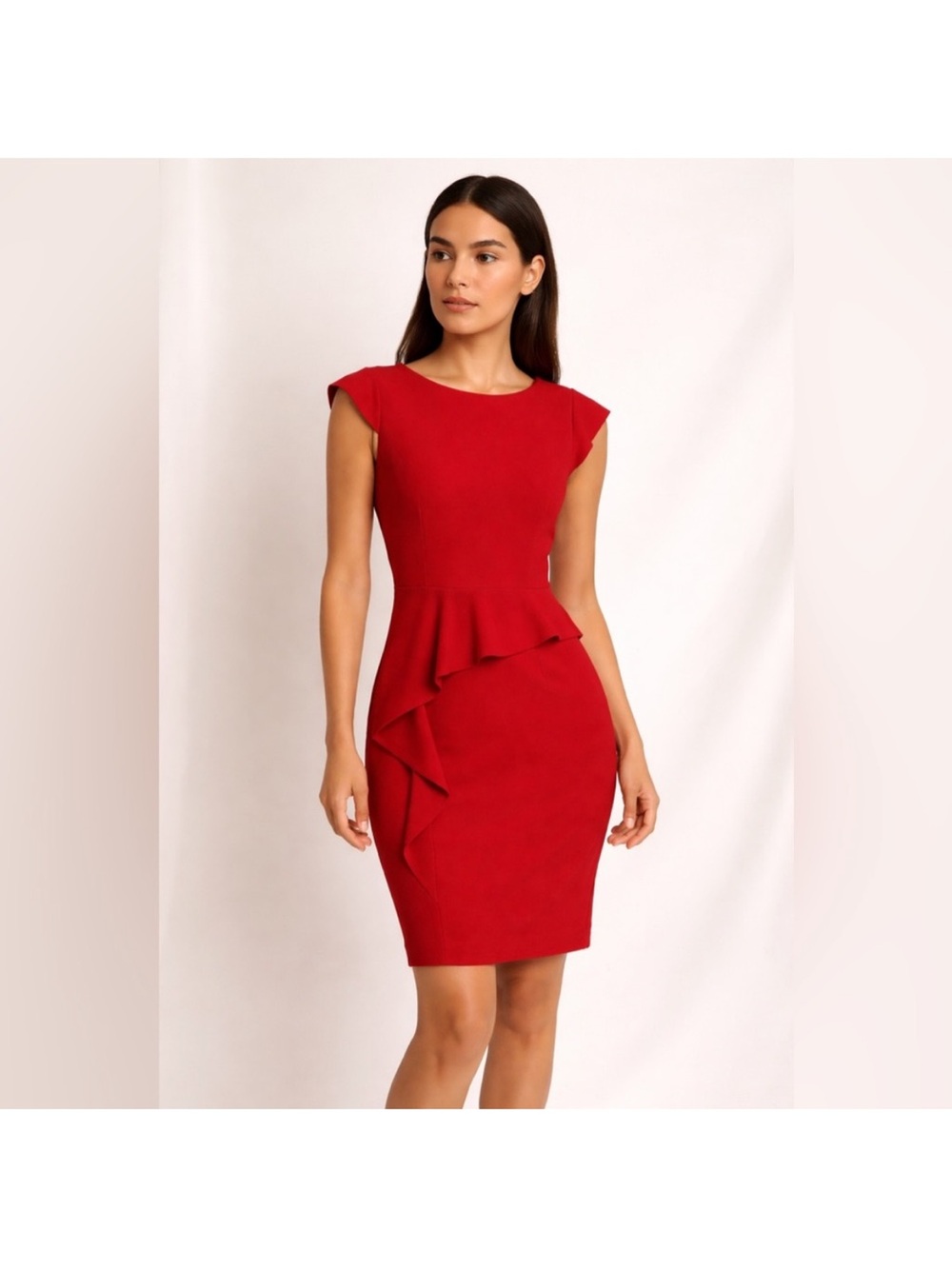 Calvin Klein | Dresses | Calvin Klein Red Peplum Sheath Dress